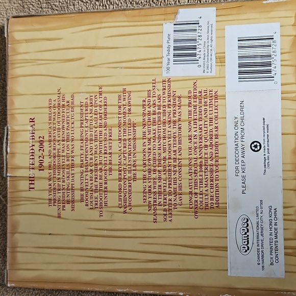 100th Anniversary Teddy Bear Collector's Plate 2002 Limited Edition in Box T10 - Picture 2 of 10